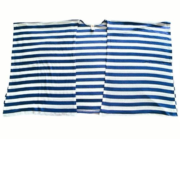 I JOAH Blue & White Stripe Loose Fit Cardigan Cover Up Top ~ Women's Size LARGE - Picture 7 of 8